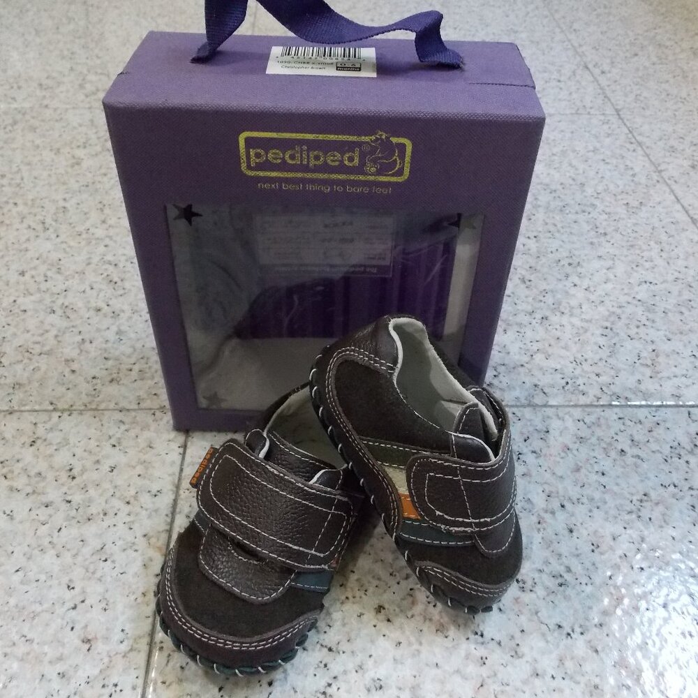 NWB PEDIPED Infant shoe soft soled leather Christopher Brown 1090 X-small 0-6mon